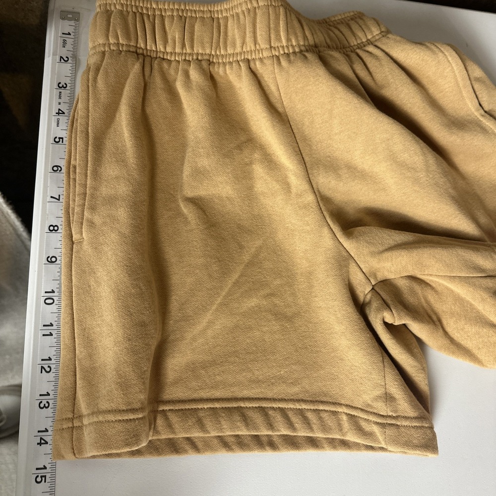The North Face Womens Fleece Shorts Tan Elastic Waist Logo Lounge Active Small P - Picture 5 of 10